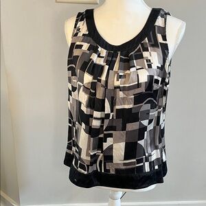 Ann Taylor Black and Gray Geometric Blouse